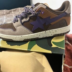 Brown and Purple Star Sneakers
